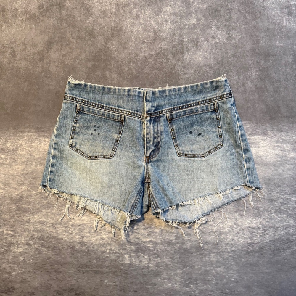 VTG Y2K GAP Womens Studded Denim Cut Off Shorts Size 10 Low Rise Frayed Raw Hem